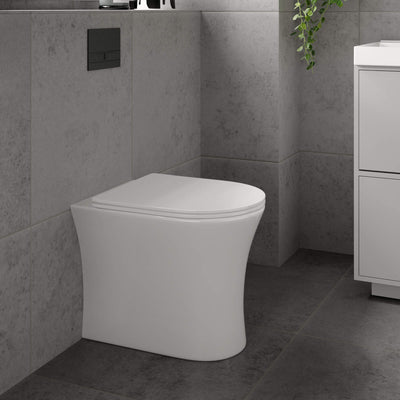 Lux Flair Rimless Back To Wall Toilet & Soft Close Seat - Chrome Fittings