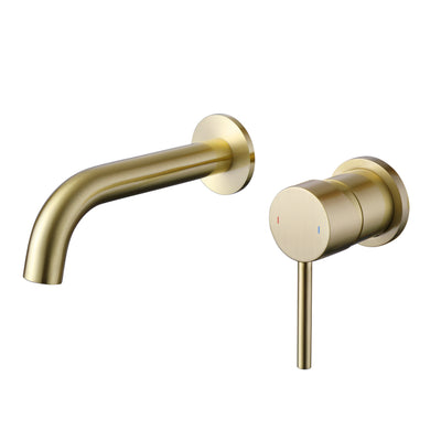 Lux Wall Mounted 2 Hole Basin Mixer - Brushed Brass