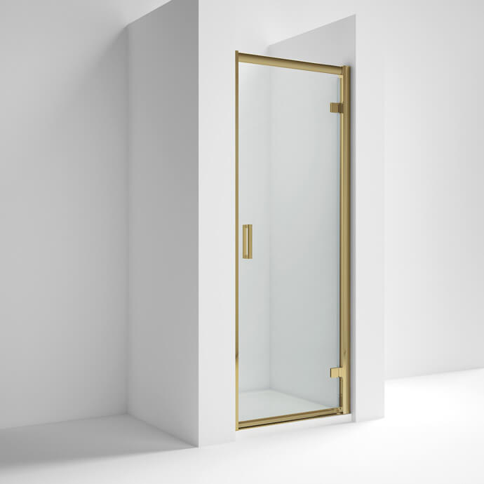 Porto Brushed Brass 6mm Hinged Shower Door Bathlab