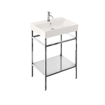 Britton Bathrooms Shoreditch  Frame 600mm Furniture Stand and Basin - Polished Stainless Steel