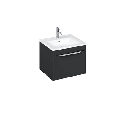 Britton Bathrooms Shoreditch 550mm Single Drawer Vanity Unit With Note Square Basin - Matt Grey