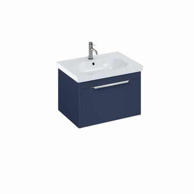 Britton Bathrooms Shoreditch 650mm Single Drawer Vanity Unit With Origin Round Basin - Matt Blue