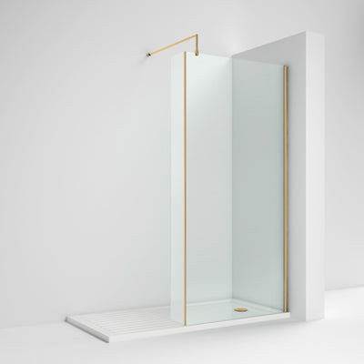 Vista Brushed Brass 8mm Wetroom Shower Screen With Fixed Return
