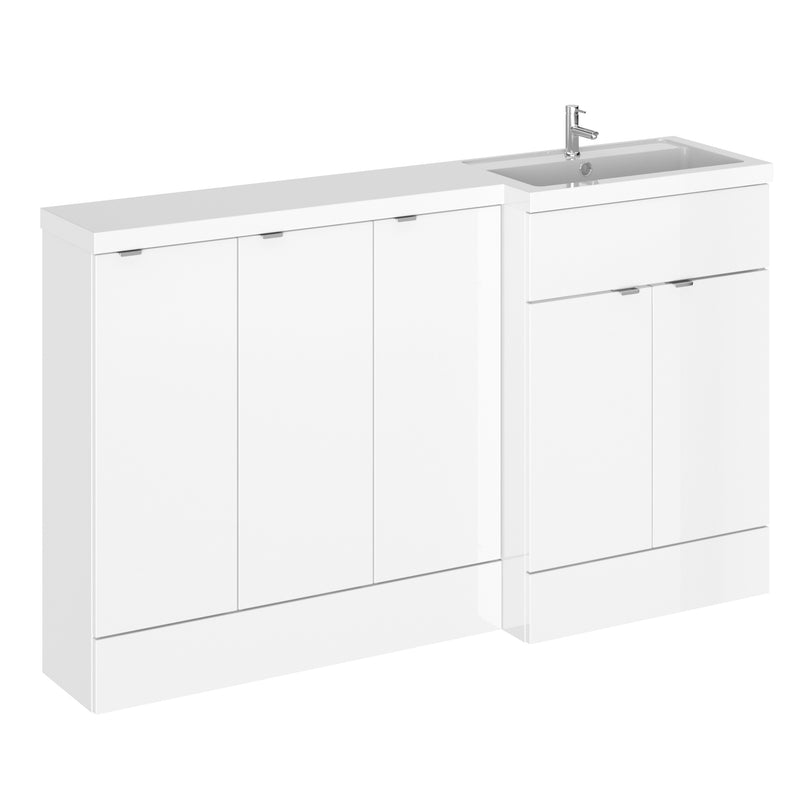 Hudson Reed Fusion 1500mm Floorstanding Combination Unit With 3 x 300mm Base Units - Right Hand - White Gloss