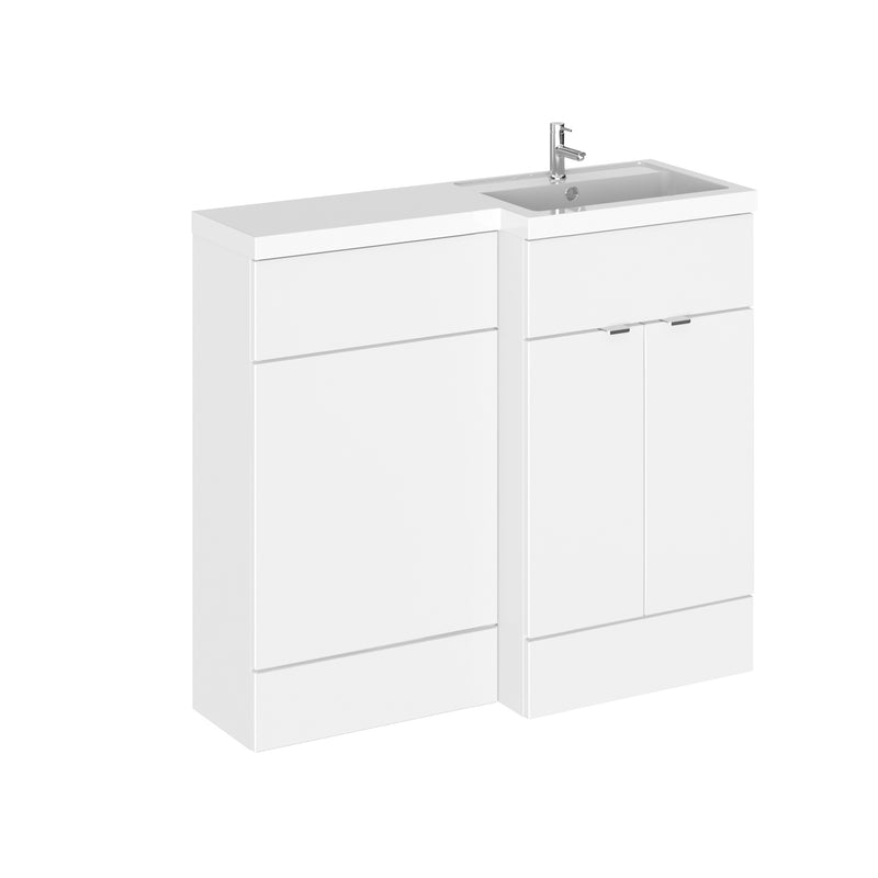 Hudson Reed Fusion 1000mm Floorstanding Combination Unit With L Shaped Basin - Right Hand - White Gloss