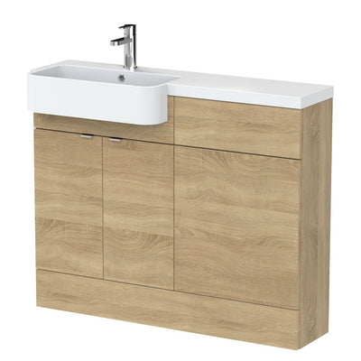 Hudson Reed Fusion 1100mm Floorstanding Combination Unit With Round Semi Recessed Basin - Left Hand - Natural Oak