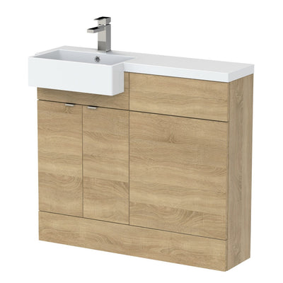 Hudson Reed Fusion 1000mm Floorstanding Combination Unit With Square Semi Recessed Basin - Left Hand - Natural Oak