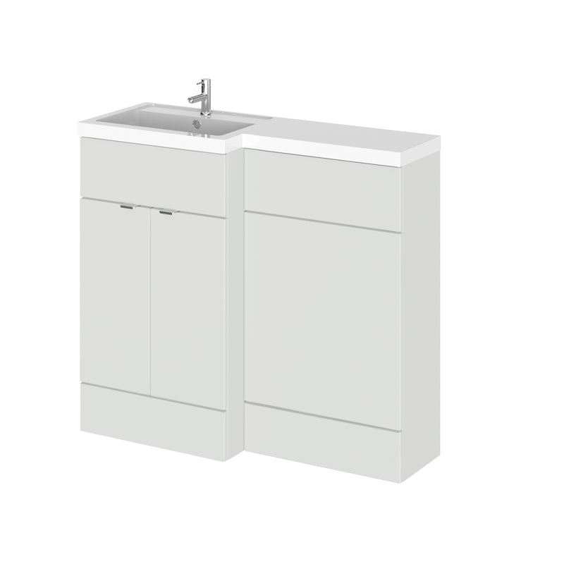 Hudson Reed Fusion 1000mm Floorstanding Combination Unit With L Shaped Basin - Left Hand - Grey Mist Gloss