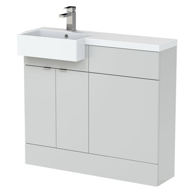 Hudson Reed Fusion 1000mm Floorstanding Combination Unit With Square Semi Recessed Basin - Left Hand - Grey Mist Gloss