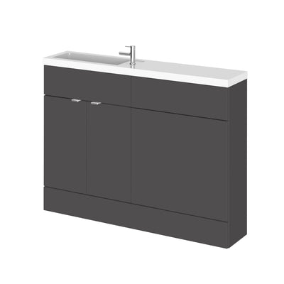 Hudson Reed Fusion 1200mm Slimline Floorstanding Combination Unit With WC Unit - Grey Gloss