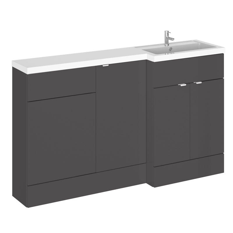 Hudson Reed Fusion 1500mm Floorstanding Combination Unit With 400mm Base Unit & 500mm WC Unit - Right Hand - Grey Gloss