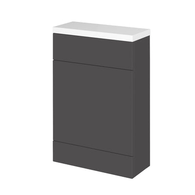 Hudson Reed Fusion Floor Standing Slimline 600mm WC Unit With Polymarble Top - Grey Gloss