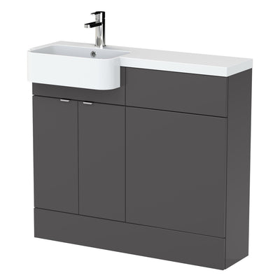 Hudson Reed Fusion 1000mm Floorstanding Combination Unit With Round Semi Recessed Basin - Left Hand - Grey Gloss