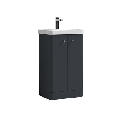 Nuie Core 500 x 335mm Floor Standing Vanity Unit With 2 Doors & Ceramic Basin - Anthracite Satin