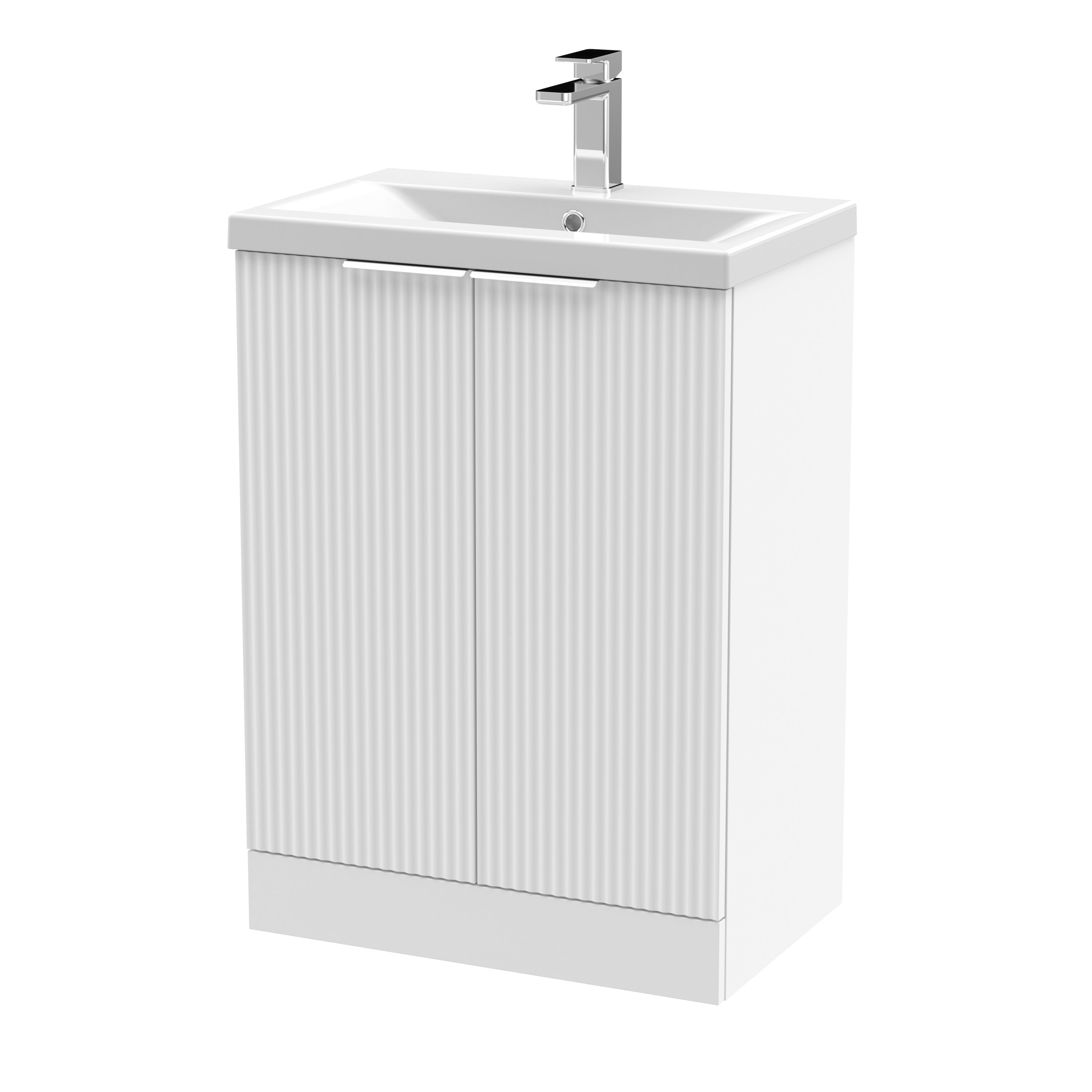 Hudson Reed Fluted Floor Standing 600mm Vanity Unit & Ceramic Basin