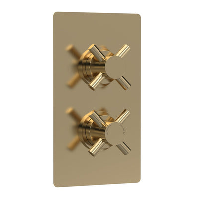 Hudson Reed Tec Cross 2 Outlet Twin Handle Concealed Thermostatic Shower Valve - Brushed Brass