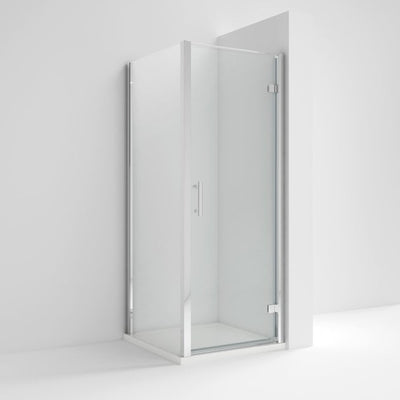 Nuie Pacific 6mm Chrome Hinged Shower Enclosure With Side Panel