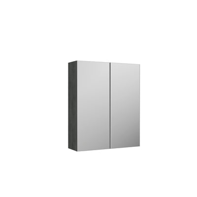 Nuie Arno 600 x 180mm Mirror Cabinet With 2 Doors - Anthracite Woodgrain