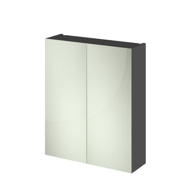 Hudson Reed Fusion 600mm Mirror Unit With 2 Doors - Grey Gloss