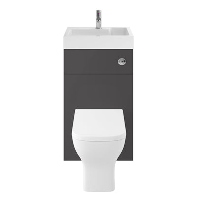 Nuie Athena 2 In 1 500 x 355mm WC & Vanity Unit With Basin & Concealed Cistern - Grey Gloss