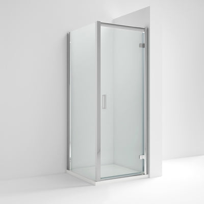 Nuie Rene 6mm Satin Chrome Hinged Shower Enclosure With Side Panel