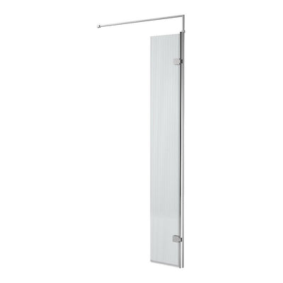 Nuie Fluted 8mm 300mm Hinged Return For Wetroom Screen (1850mm High) - Chrome