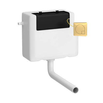 Nuie Universal Access Dual Flush Concealed Cistern With Brushed Brass Flush Button - Side Inlet