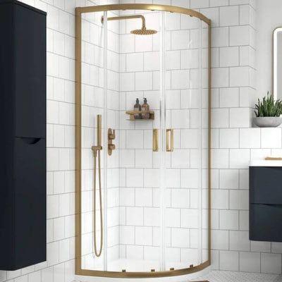 The Porto Brushed Brass shower enclosure and bath screen collection