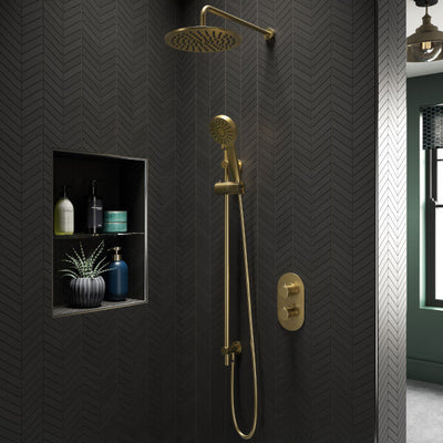 Shower systems by colour, brass, gold, black and chrome showers