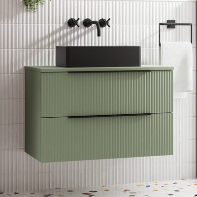 Hudson Reed Fluted Vanity Unit In Satin Green