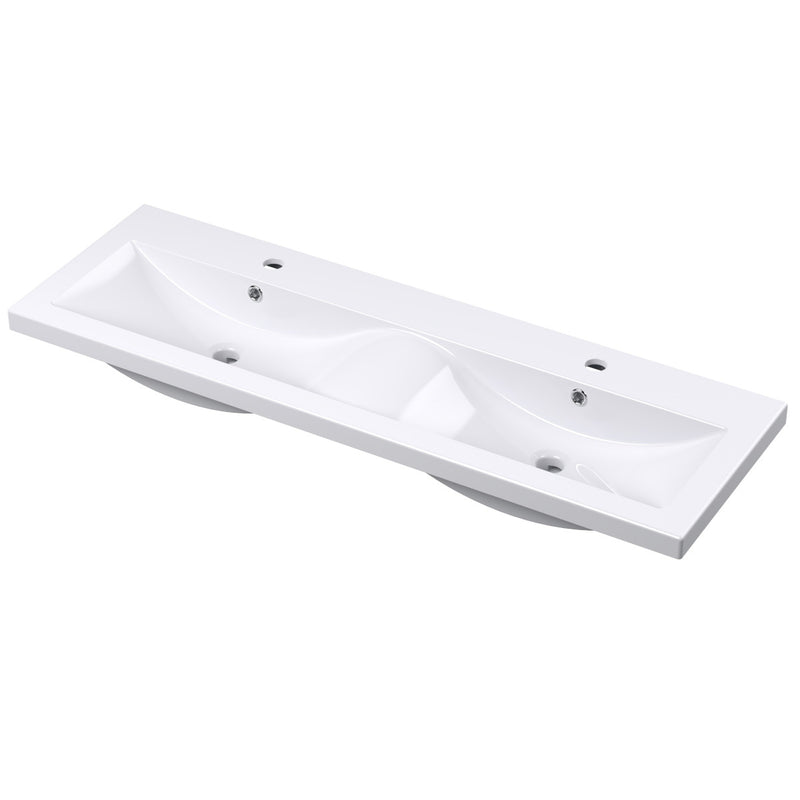Hudson Reed Fluted Wall Hung 1200mm Vanity Unit With 2 Drawers & Twin Basin - Satin White