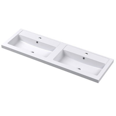 Hudson Reed Fluted Wall Hung 1200mm Vanity Unit With 2 Drawers & Twin Basin - Satin Grey