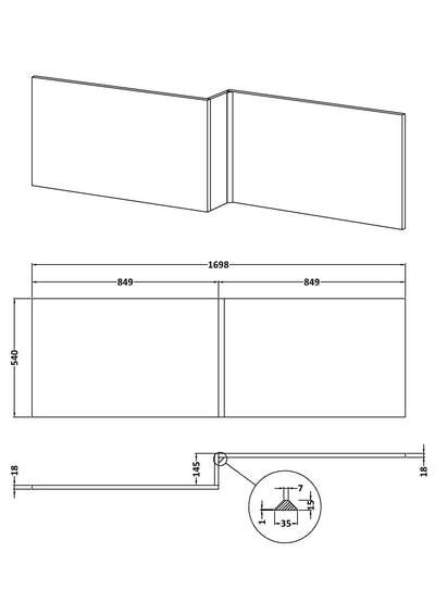 1700mm Square Shower Bath Front Panel - Satin Blue