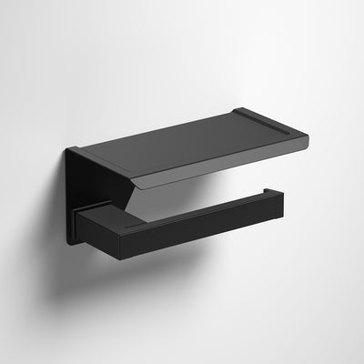 Sonia S Cube Toilet Roll Holder with Shelf - Black