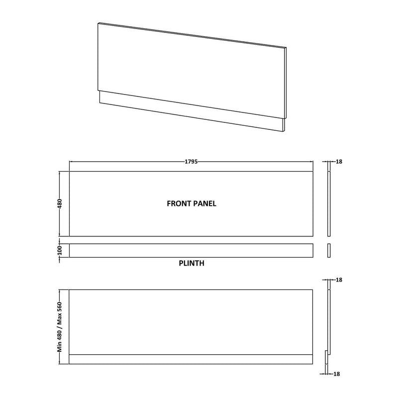 Waterproof Gloss White Bath Front Panel - 1800mm