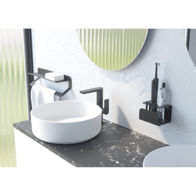 Sonia Quick Toilet Roll Holder With Shelf - Black