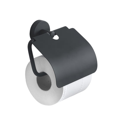 Gedy Eros Toilet Roll Holder with Flap - Black