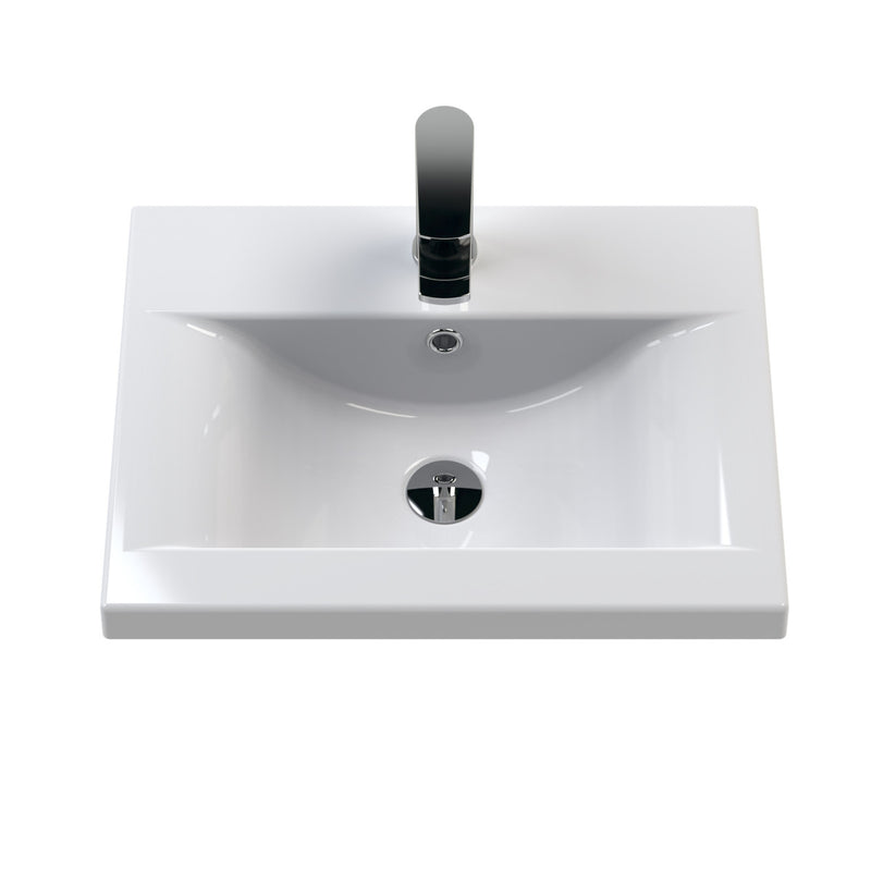 Hudson Reed Fluted Wall Hung 500mm Vanity Unit With 2 Drawers & Ceramic Basin - Satin White