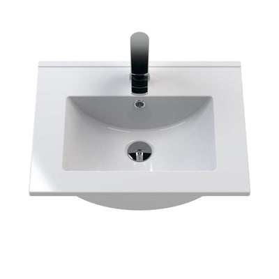 Hudson Reed Fluted Wall Hung 500mm Vanity Unit With 1 Drawer & Ceramic Basin - Satin Anthracite