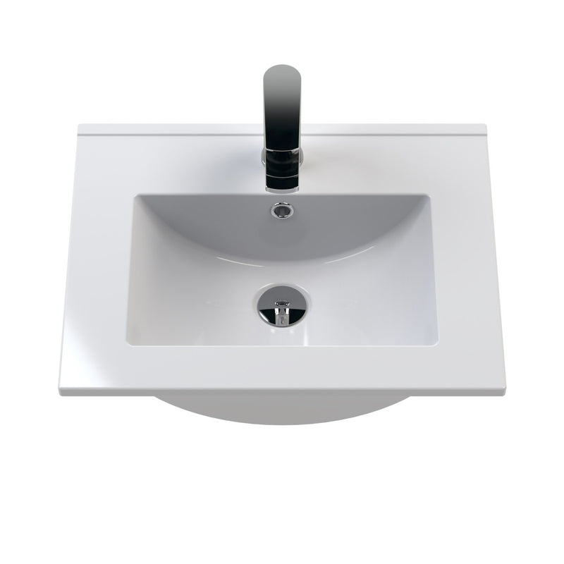 Hudson Reed Fluted Wall Hung 500mm Vanity Unit With 2 Drawers & Ceramic Basin - Satin White