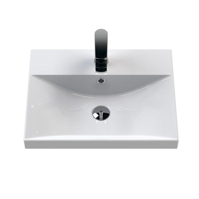 Hudson Reed Fluted Wall Hung 500mm Vanity Unit With 1 Drawer & Ceramic Basin - Satin Anthracite