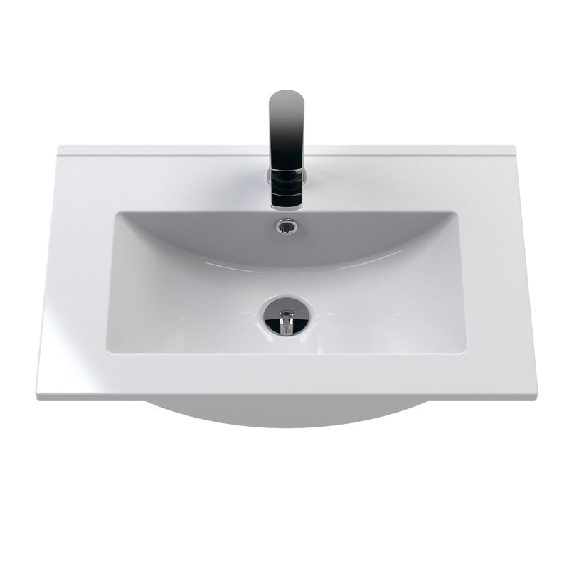 Hudson Reed Fluted Wall Hung 600mm Vanity Unit With 2 Drawers & Ceramic Basin - Satin Anthracite