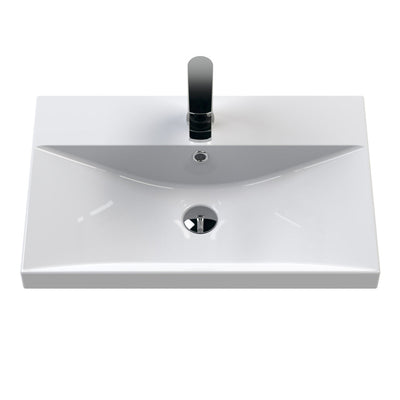 Hudson Reed Fluted Wall Hung 600mm Vanity Unit With 1 Drawer & Ceramic Basin - Satin White