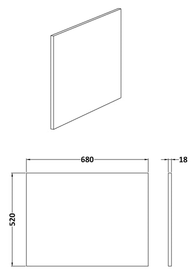 700mm Square Shower Bath End Panel - Bleached Oak