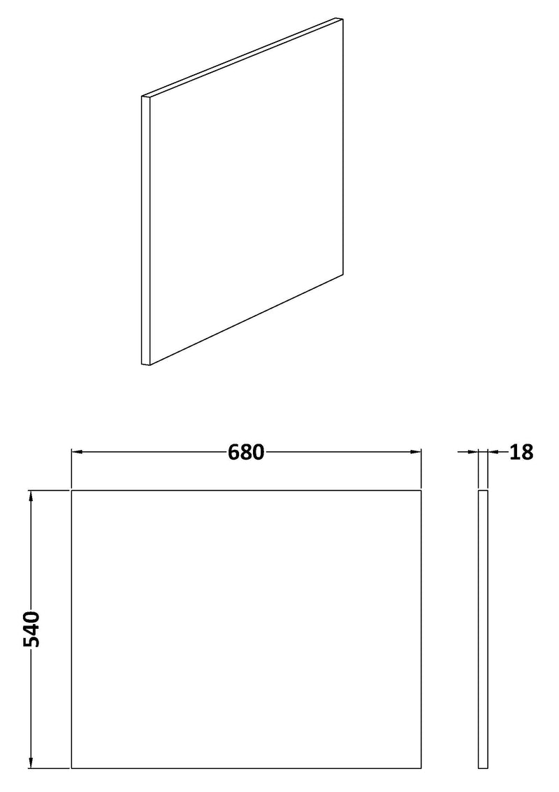 700mm Square Shower Bath End Panel - Satin Soft Black