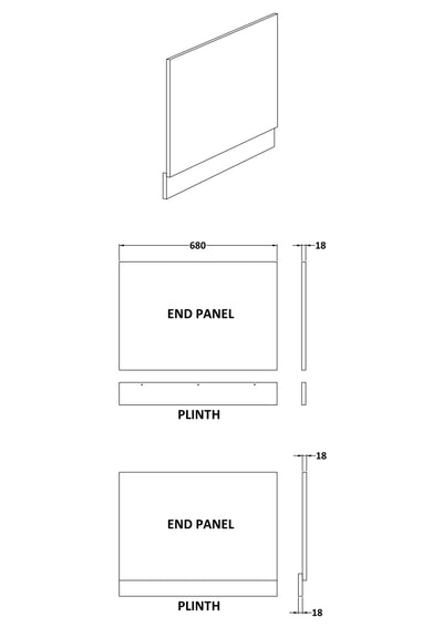 Hudson Reed 700mm Bath End Panel - Gloss White