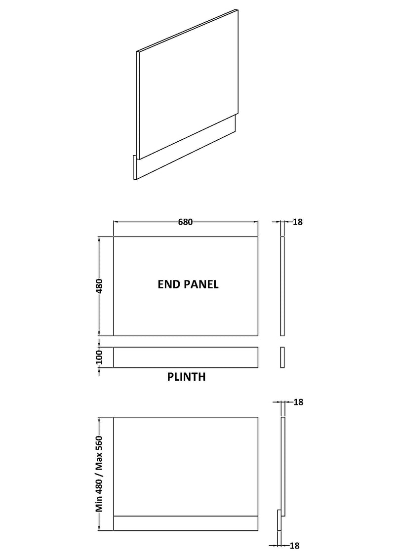 Waterproof Gloss White Bath End Panel - 700mm