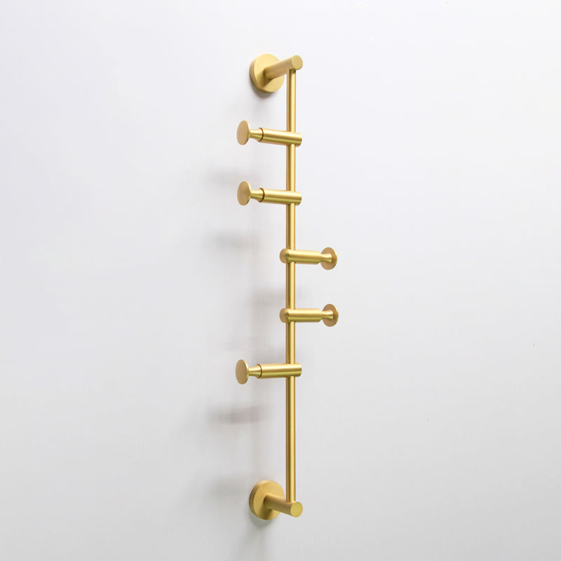 Origins Living Archer Vertical Rail With 5 Hooks - Satin Brass