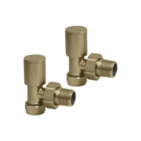 Brushed Brass Angled Manual Radiator Valve Pack