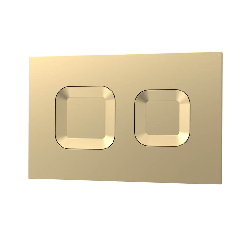 Standard Height Wall Hung WC Frame With Square Flush Plate - Brushed Brass